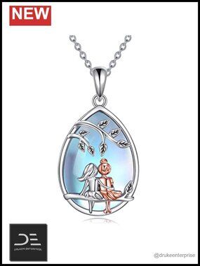 Sterling Silver Plated Teardrop Pendant Necklace Sister Gift Women